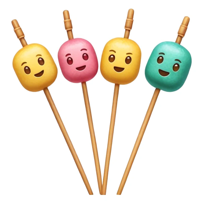 Cinematic Realistic Dango Dessert Emoji, showcasing colorful rice dumplings on skewers rendered with lifelike textures and soft, inviting lighting. sticker