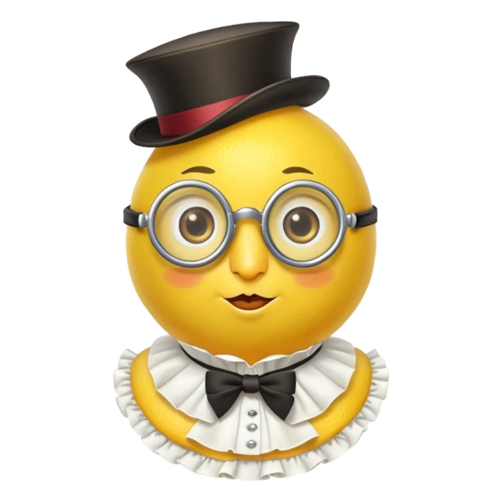 lemon citrus fruit wearing a monocle single eyeglass and Elizabethan Victorian ruffled collar sticker
