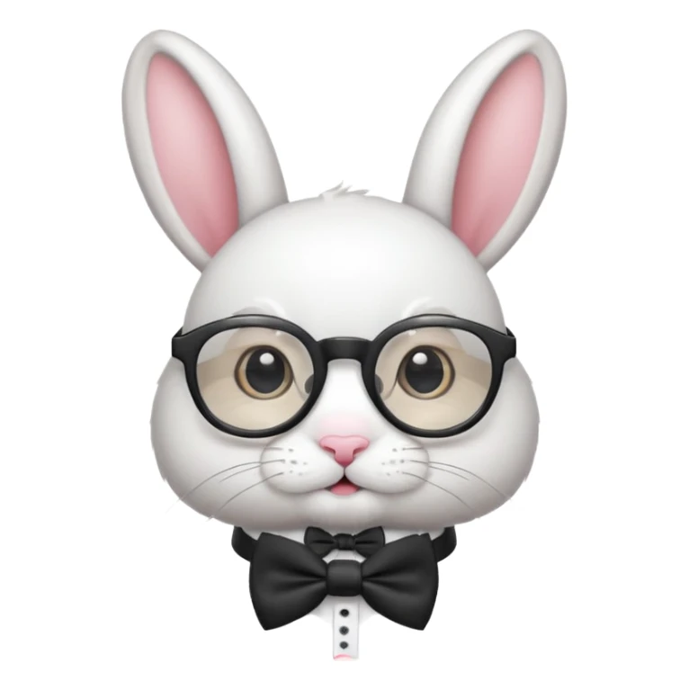 White bunny with round glasses and bow tie. sticker