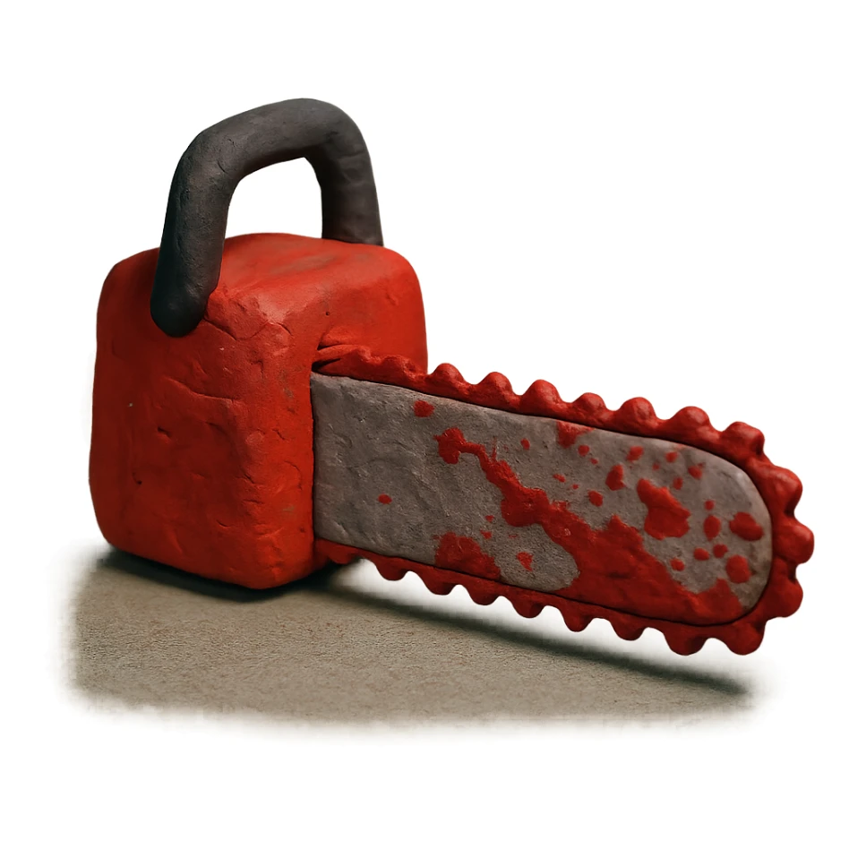 claymation style bloody chainsaw sticker