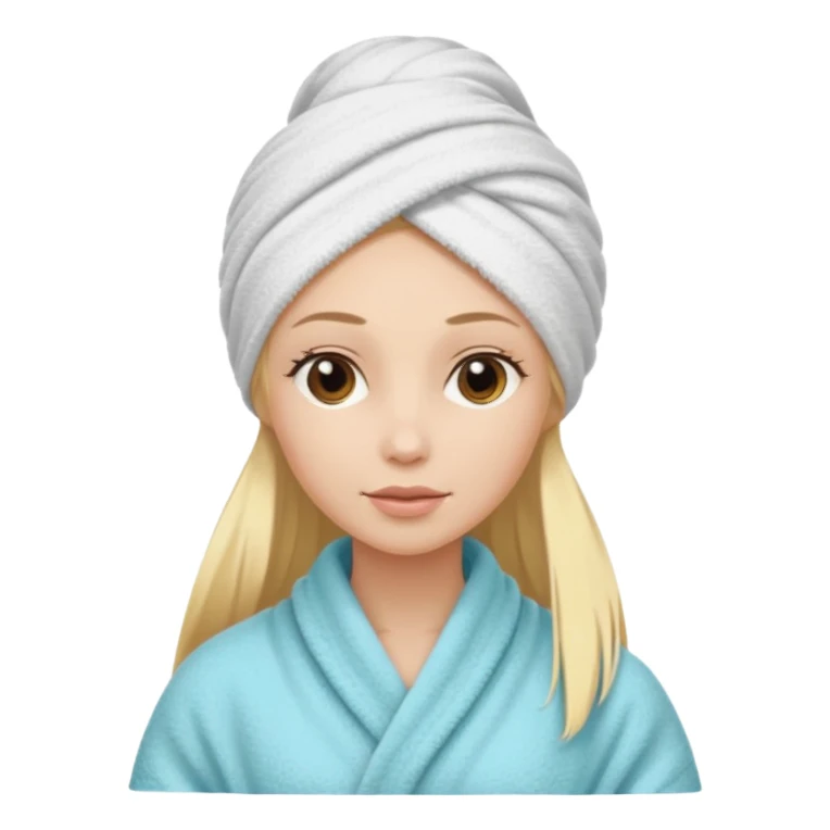 mulher branca e loira cabelo longo com toalha na cabeça tipo spa sticker