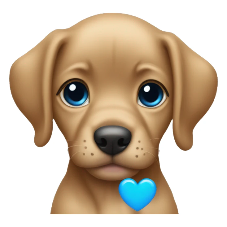 Puppy eyed emoji with blue hearts sticker