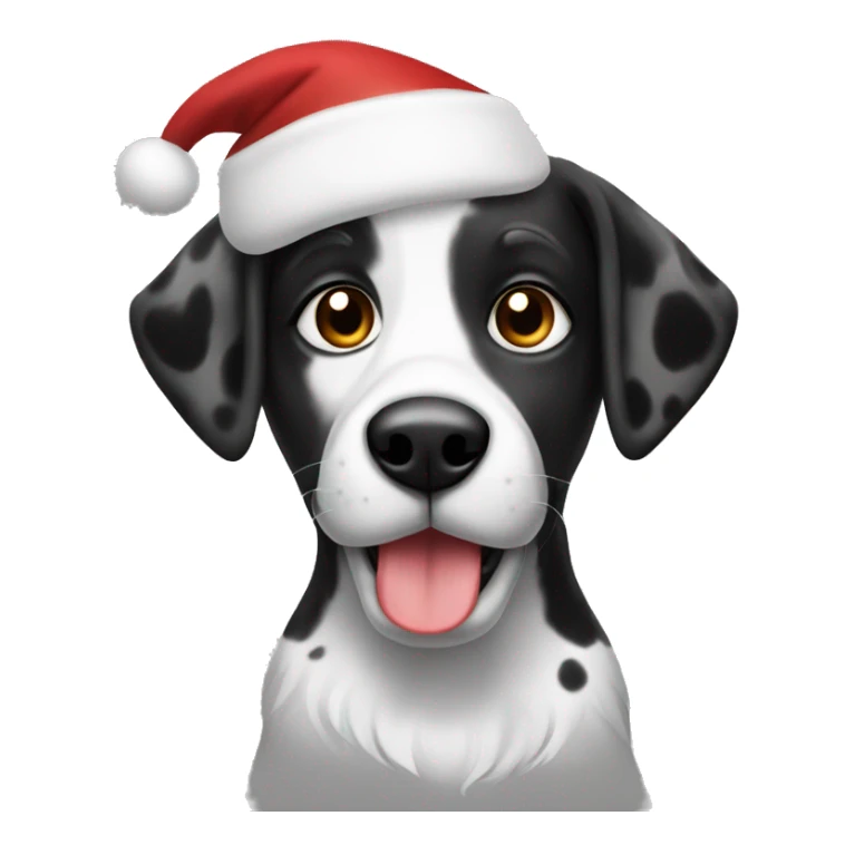 Black and white spotted dog santa sticker