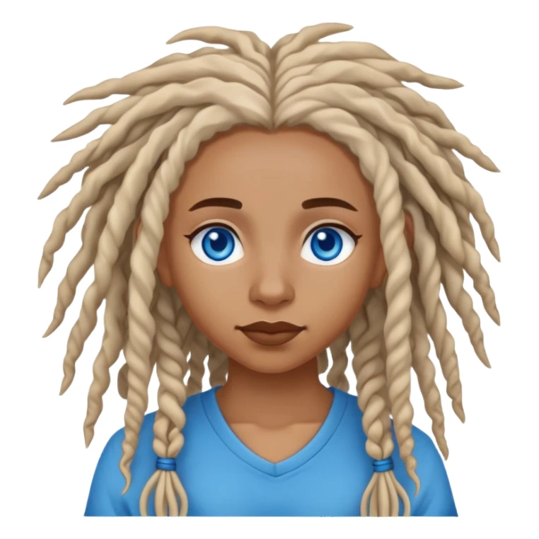 african american mae, curly white dreads, blue eyes sticker