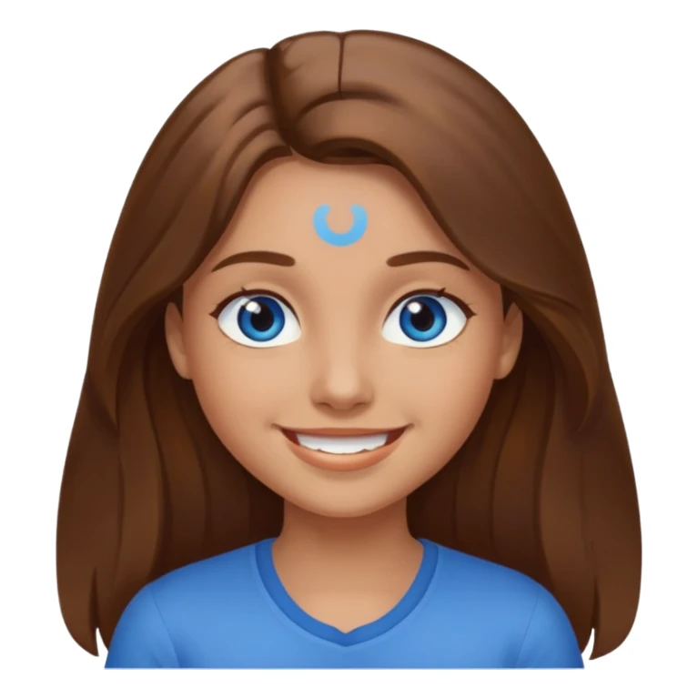 Girl long brown hair, blue eyes medium skin tone sticker