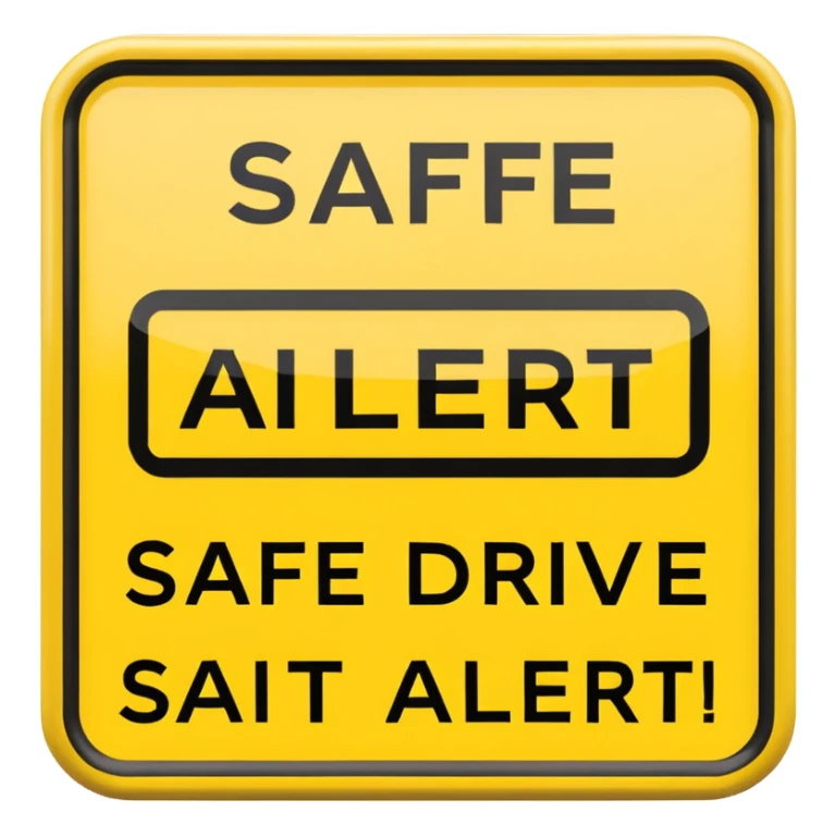 Yellow and black sign that says “safe drive alert” sticker
