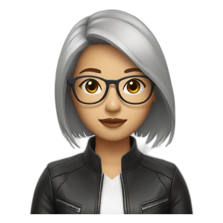 Asian girl in glasses and leather jacket sticker