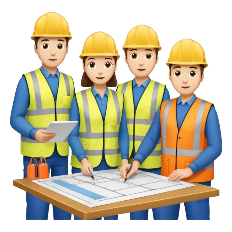 group of railway engineers behing a table sticker