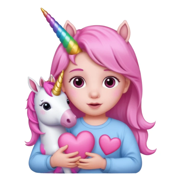 Kalp tutan bebek pembe unicorun sticker