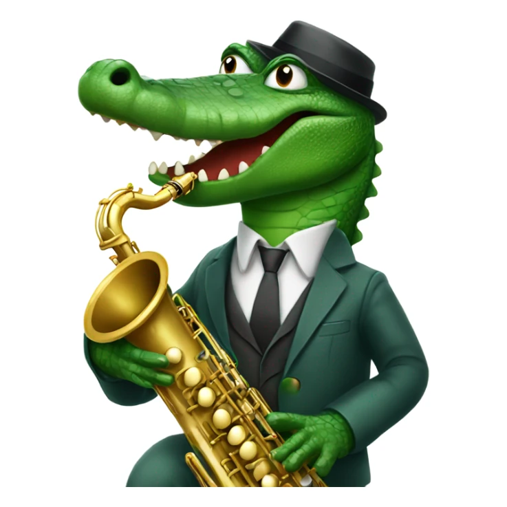 alligator in a jazz outfit playing the saxophone sticker