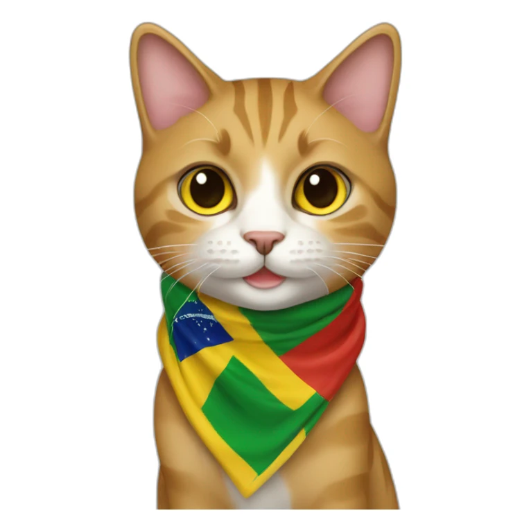 Stray-caramel-cat-wearing-scarf-with-brazilian-flag sticker