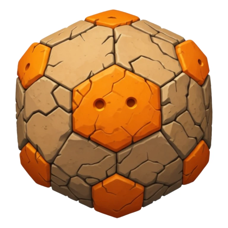 american-orange-intricate-stone-age-rocky-crusted-dodecahedron-shaped sticker