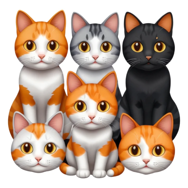 6 cats with different natural coloured coats
 sticker
