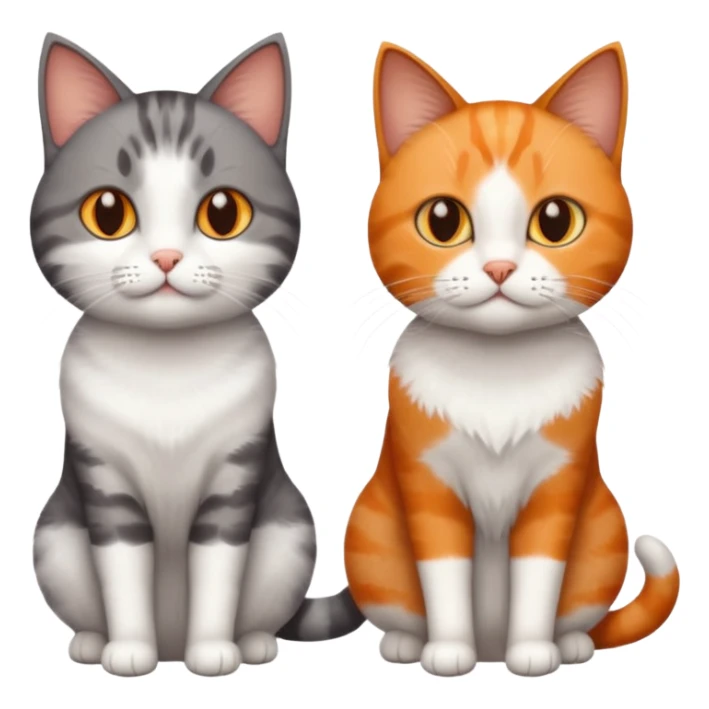 3 different coloured short haired cats including; a dark brown tabby and white cat, and a dark grey and white  sticker