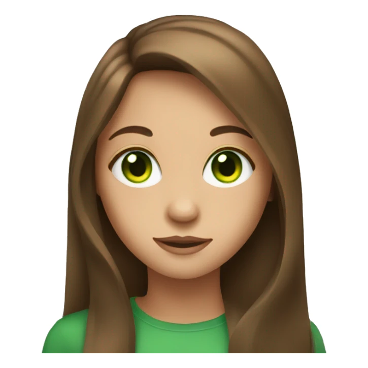 girl with long brown hair and green eyes sticker