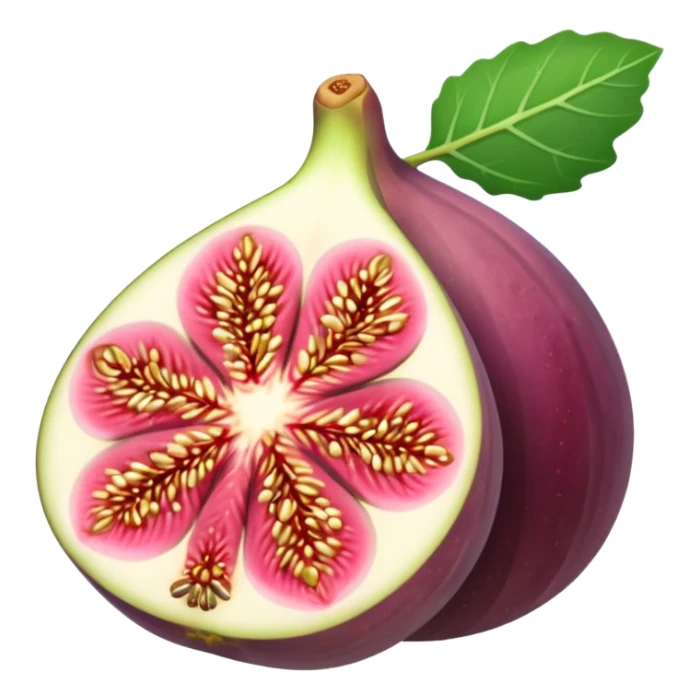 Please create a emoji of a cross-section of a fig with a small leaf sticker