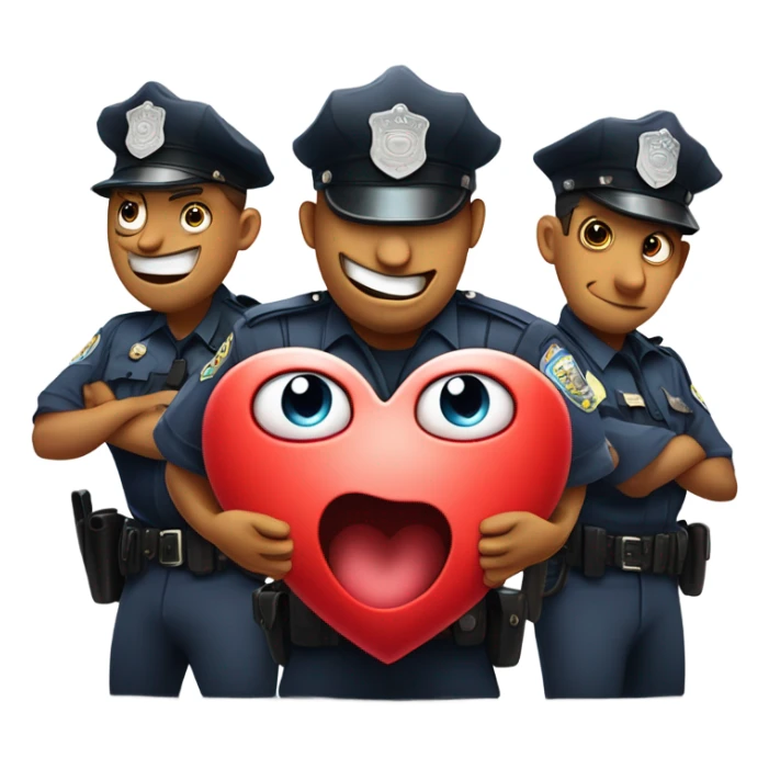 Criminal Cartoon Heart getting hand cuffed by police sticker