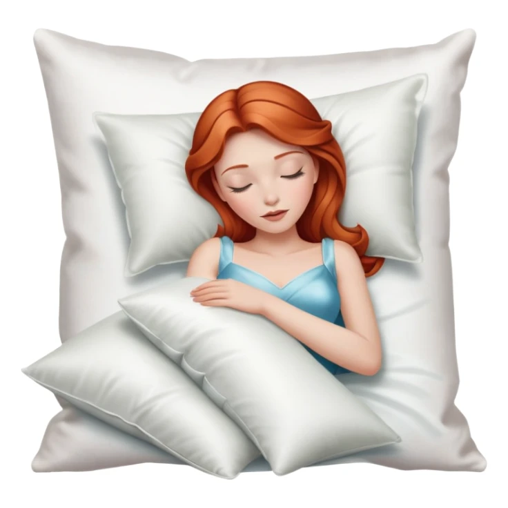 Sleeping beauty redhead white girl with a silk pillow sticker