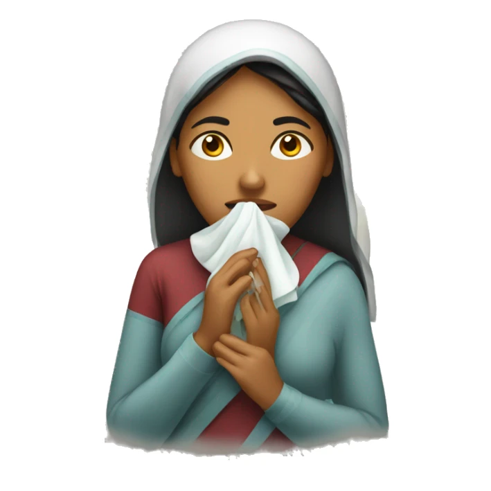 an indian woman sick with the flu sticker