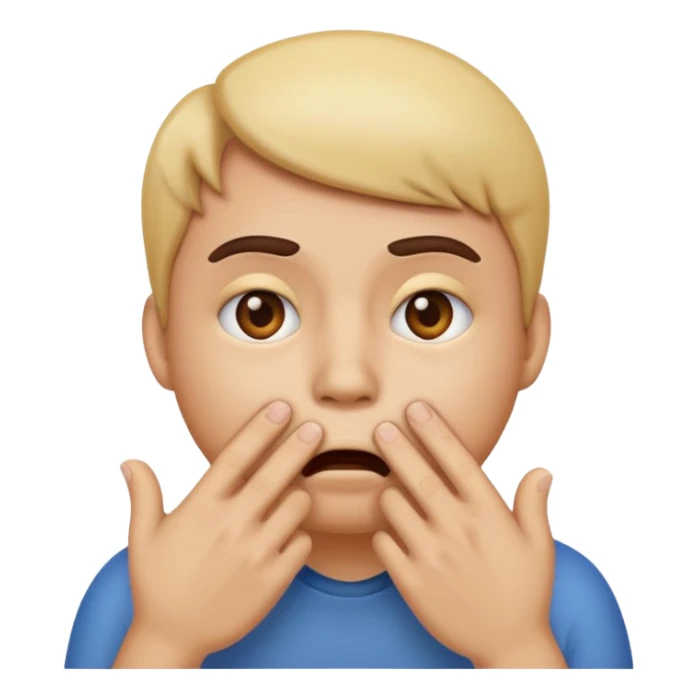 Emoji face in trouble their hand in their mouth  sticker