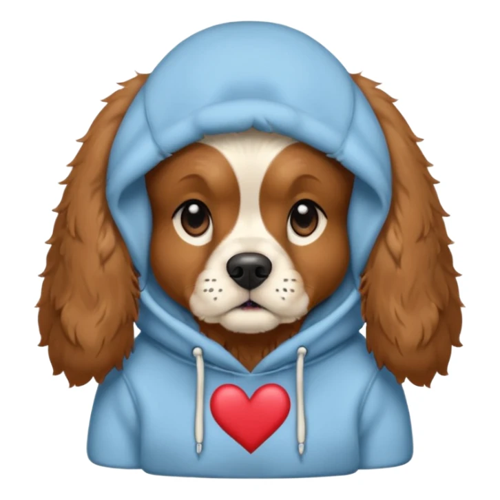 Brown cocker spaniel with an I love my mum hoodie sticker