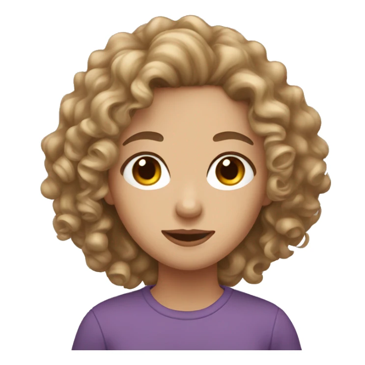 White brown curly hair teenage girl  sticker