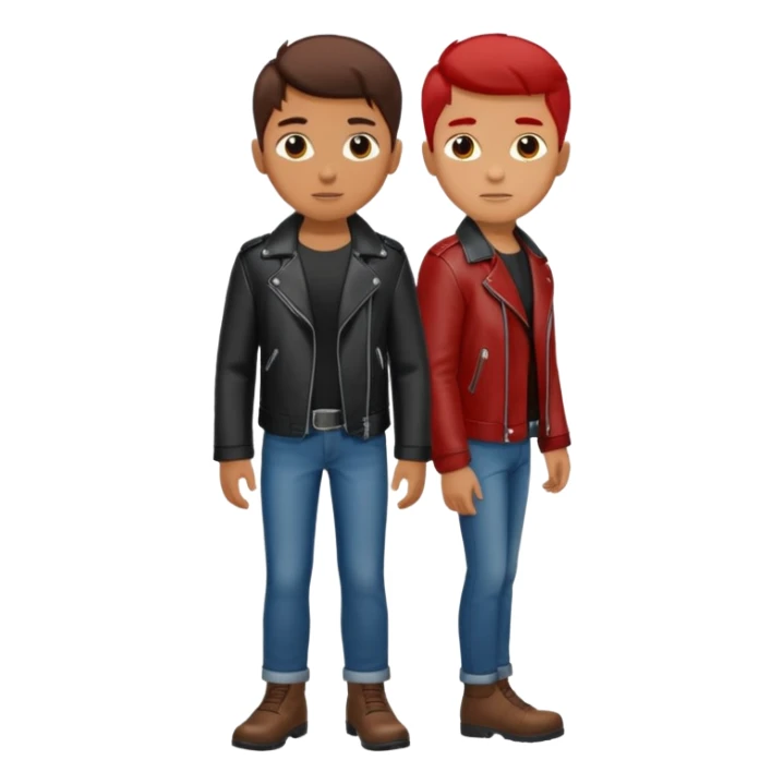 Boy in leather jocket, full body, different colors leather jocket, close up sticker