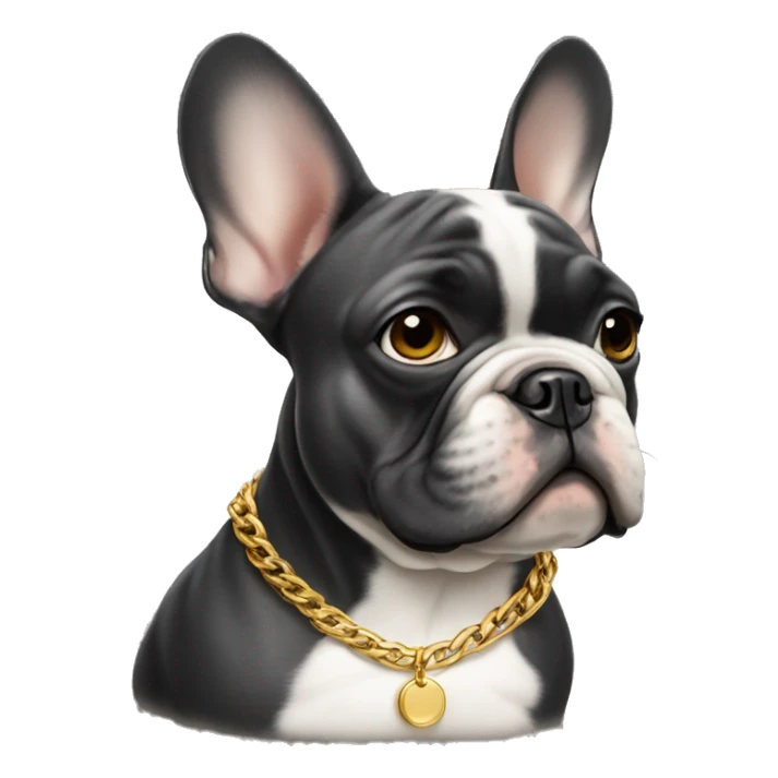 French bulldog wearing a gold chain sticker
