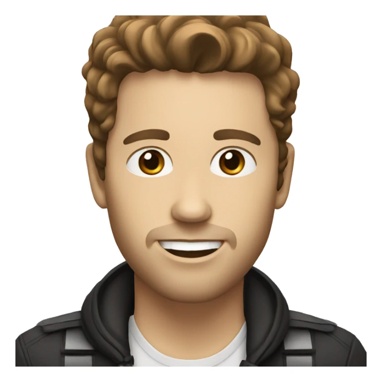 white male singer with brown hair and microphone sticker