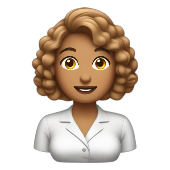 Manicurista gordita con pelo castaño medio largo sticker