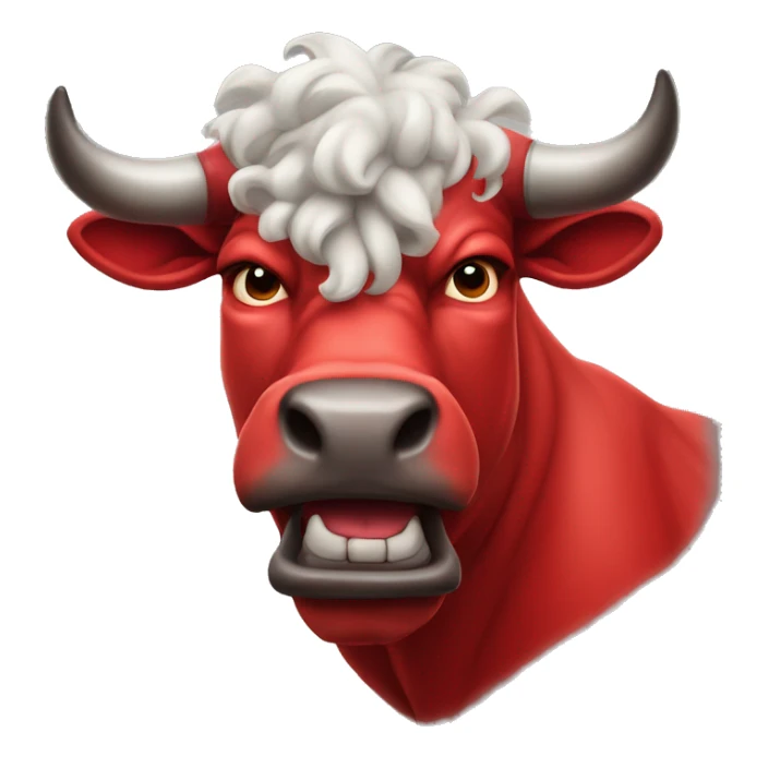 Red anthropomorphic brutal bull sticker
