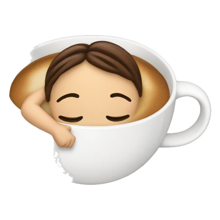 a girl is sleeping in a cup of coffee sticker