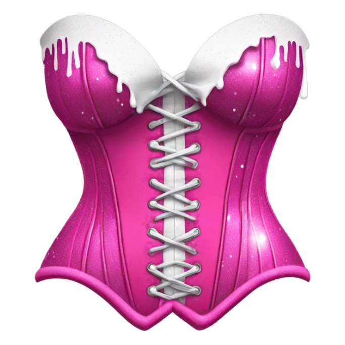 Hot pink corset and bikini bottom with glitter with white paint dripping sticker