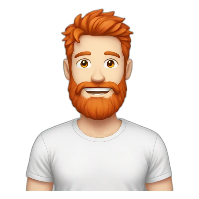 red-bearded-anime-adult-guy-white-teeth-white-tshirt sticker
