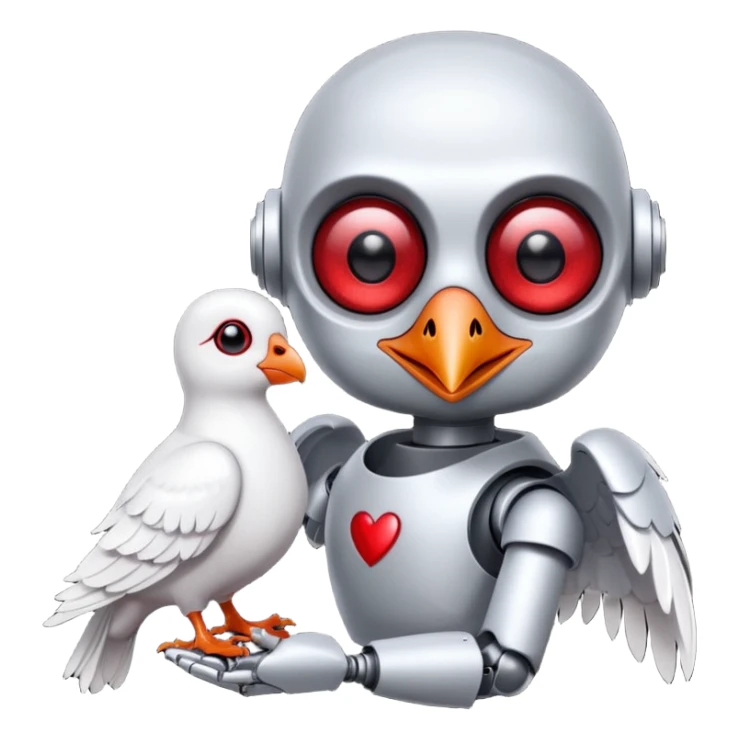 Vampire Robot with a Pigeon and they are in love sticker