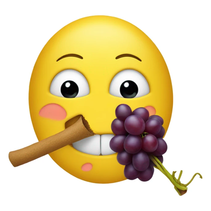 face eating a yellow stick with 2 grapes on the end  sticker