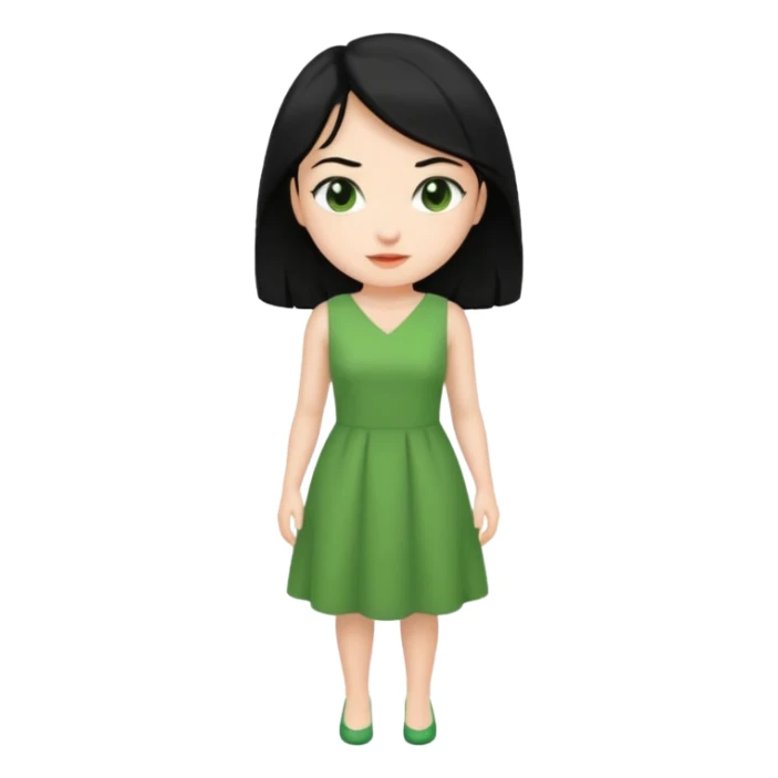 green dress black hair sticker