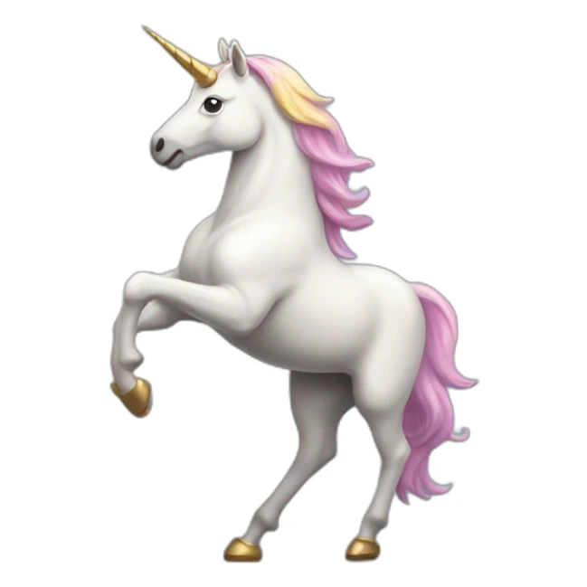 A unicorn standing on its two hind legs sticker