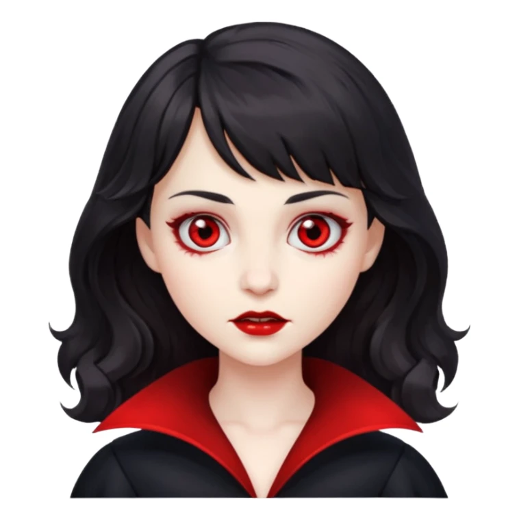 A vampire with big wavy dark hair and short bangs sticker
