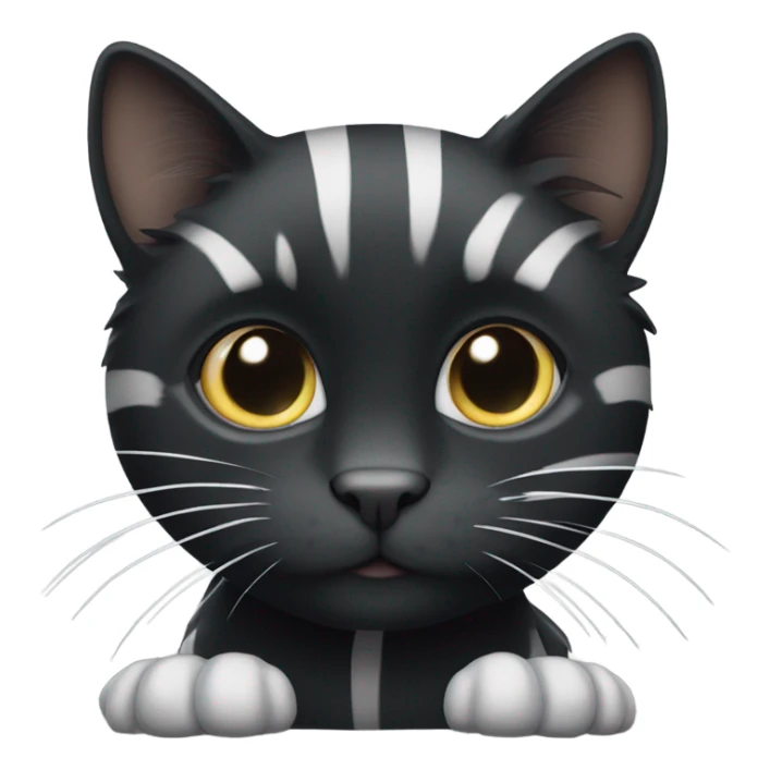 Black cat with white paws and grey stripes sticker