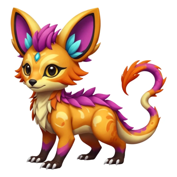 Rare realistic exotic cute epic pretty beautiful handsome gorgeous aesthetic colorful vibrant Vernid-Protogen-Primagen-Wickerbeast-species-Fakemon-creature by LiLaiRa, random markings, tufted ears, full body sticker