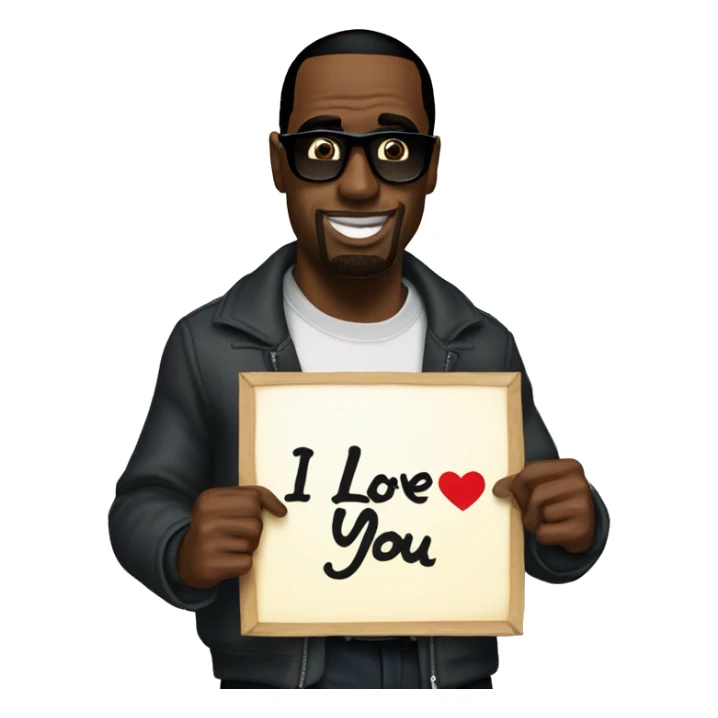 p diddy holding a sign that says “I love you Danny” sticker