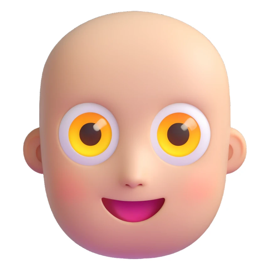 minimalist cartoon face like Marshmello, clean white round head, simple glowing eyes, soft techy smile, smooth matte texture, no hair, high contrast, emoji-style, iconic branding, centered, front view sticker