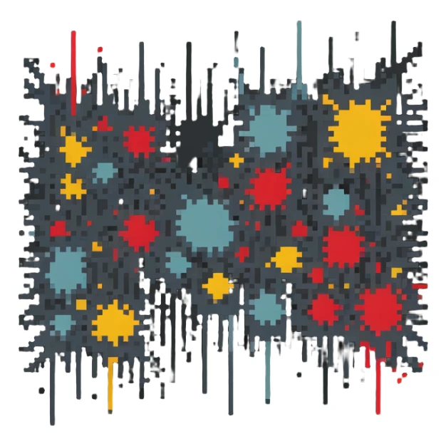 Pollock abstract splatter art in pixel art style sticker