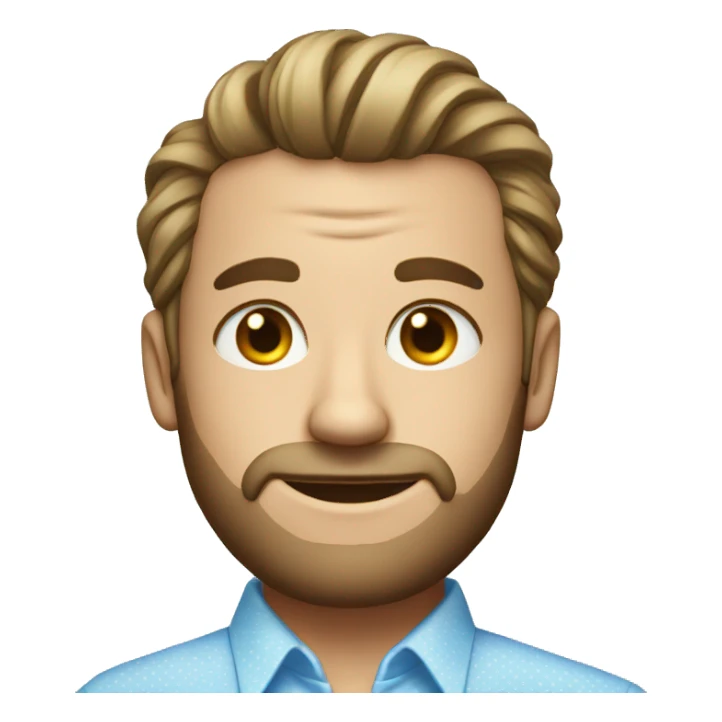 guy with a manbun and no beard and a light blue dotted dress shirt portrait sticker
