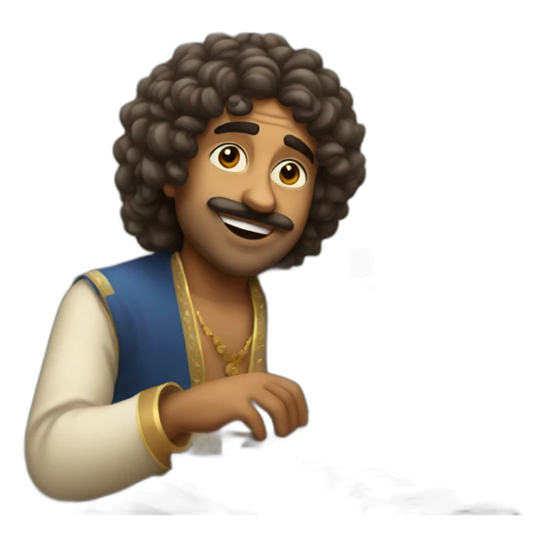 indian man with curly hair playing harmonium sticker