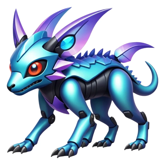  exotic tropical iridescent cyber-Protogen-Fakémon-Pokémon-Vernid-creature sticker