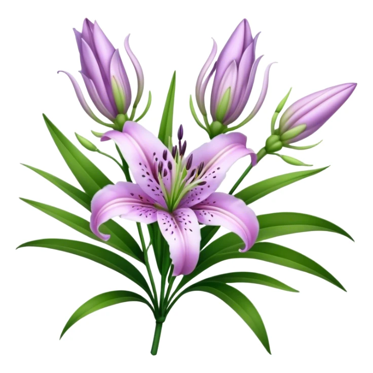 bouquet Lavender Oriental Lily, luxuriant, leaf, bud sticker