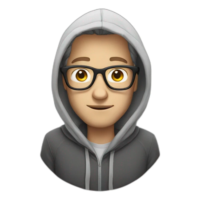 white dude with hoodie and glasses squinting eyes sticker