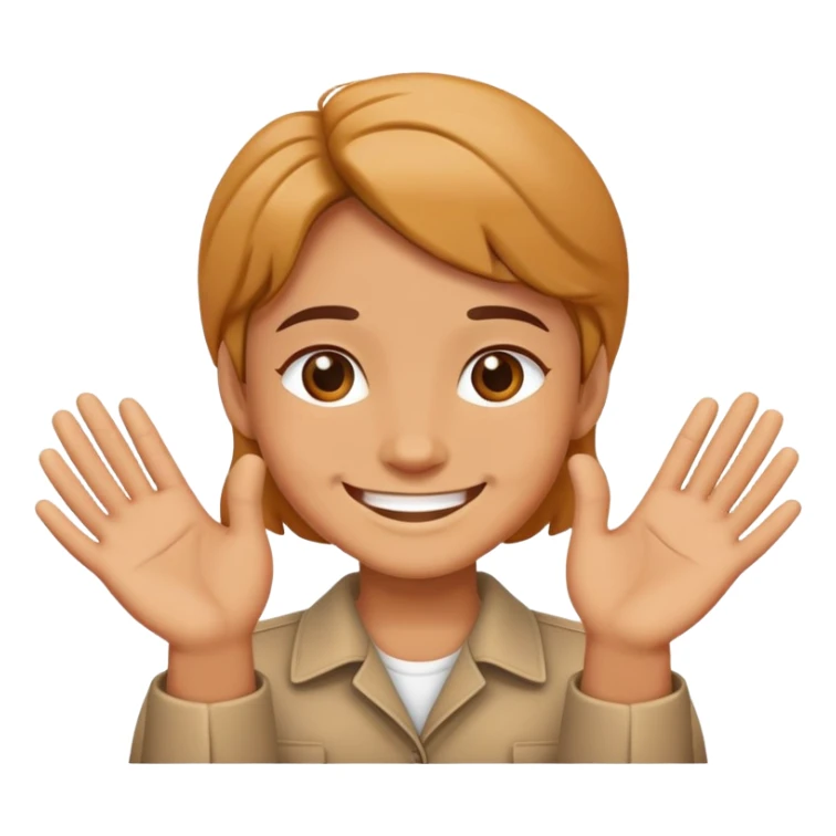 Smiling face with hands pressed together in gratitude, representing politeness sticker